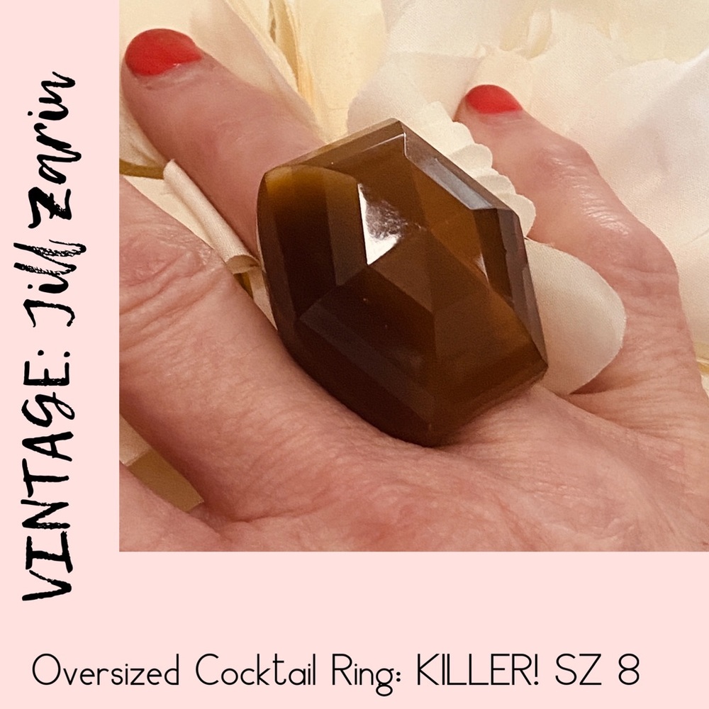 Vintage FABULOUS OVERSIZED TIGER-Eye-like, & Brass, Cocktail Ring, For Über Cool